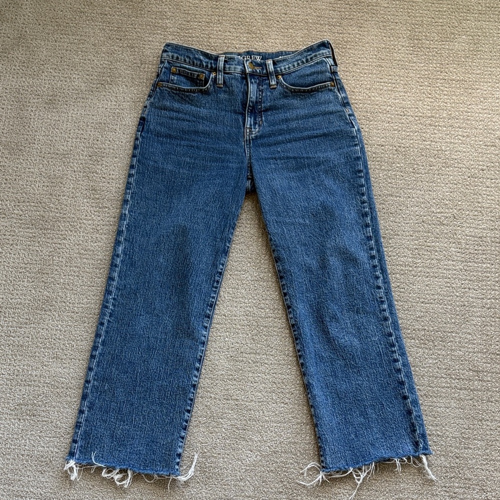 J. Crew High Rise Slim Wide Leg Raw Hem  jeans. Size 25.